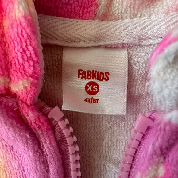 Fabkids pink marble zip up unicorn swim suit cover up jacket loop terry girls 4T - Picture 3 of 7